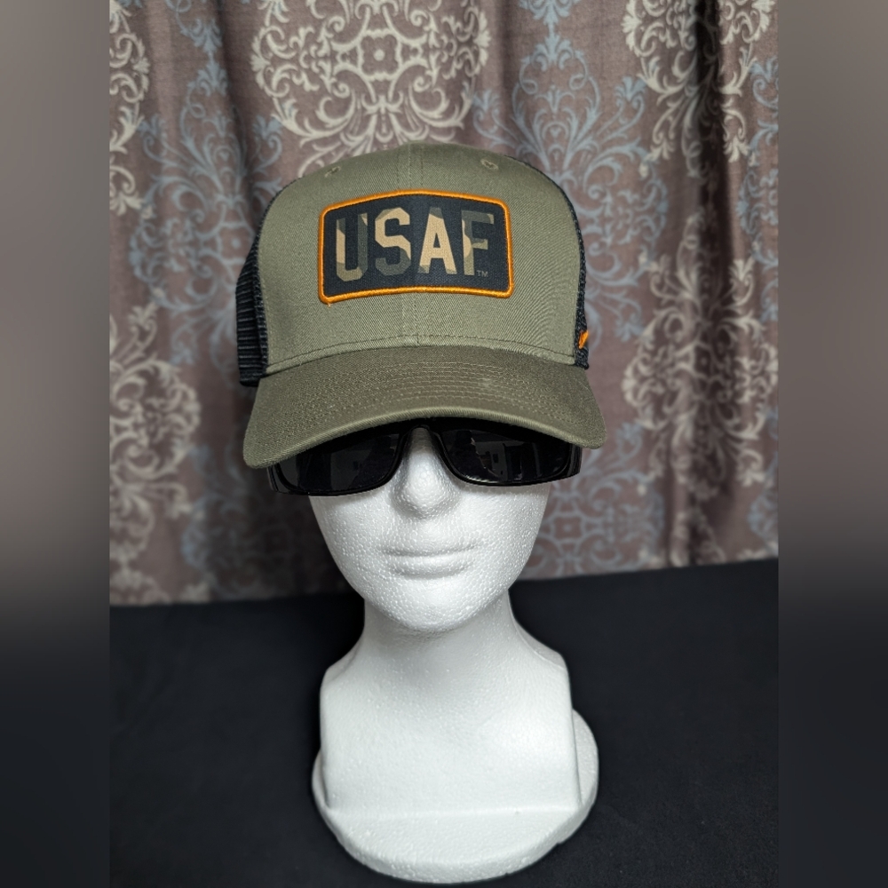 Men's Nike USAF Olive Green Cap with Black Trucker Hat One Size